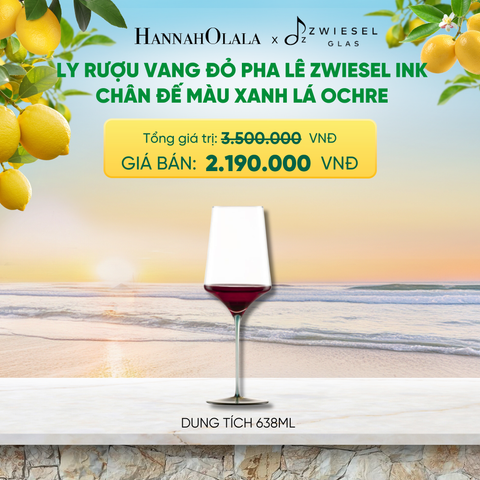  LY RƯỢU VANG PHA LÊ ZWIESEL INK CHÂN ĐẾ MÀU XANH LÁ OCHRE - A2172 