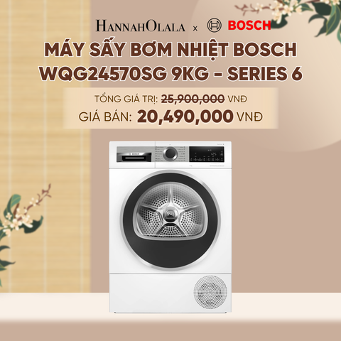 MÁY SẤY BƠM NHIỆT BOSCH WQG24570SG 9KG - SERIES 6 - A1298 