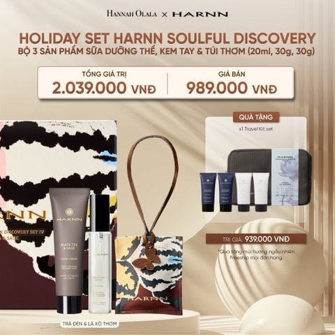  DEAL 22: HOLIDAY SET HARNN SOULFUL DISCOVERY - BỘ 3 SẢN PHẨM SỮA DƯỠNG THỂ, KEM TAY & TÚI THƠM (20ml, 30g, 30g) 