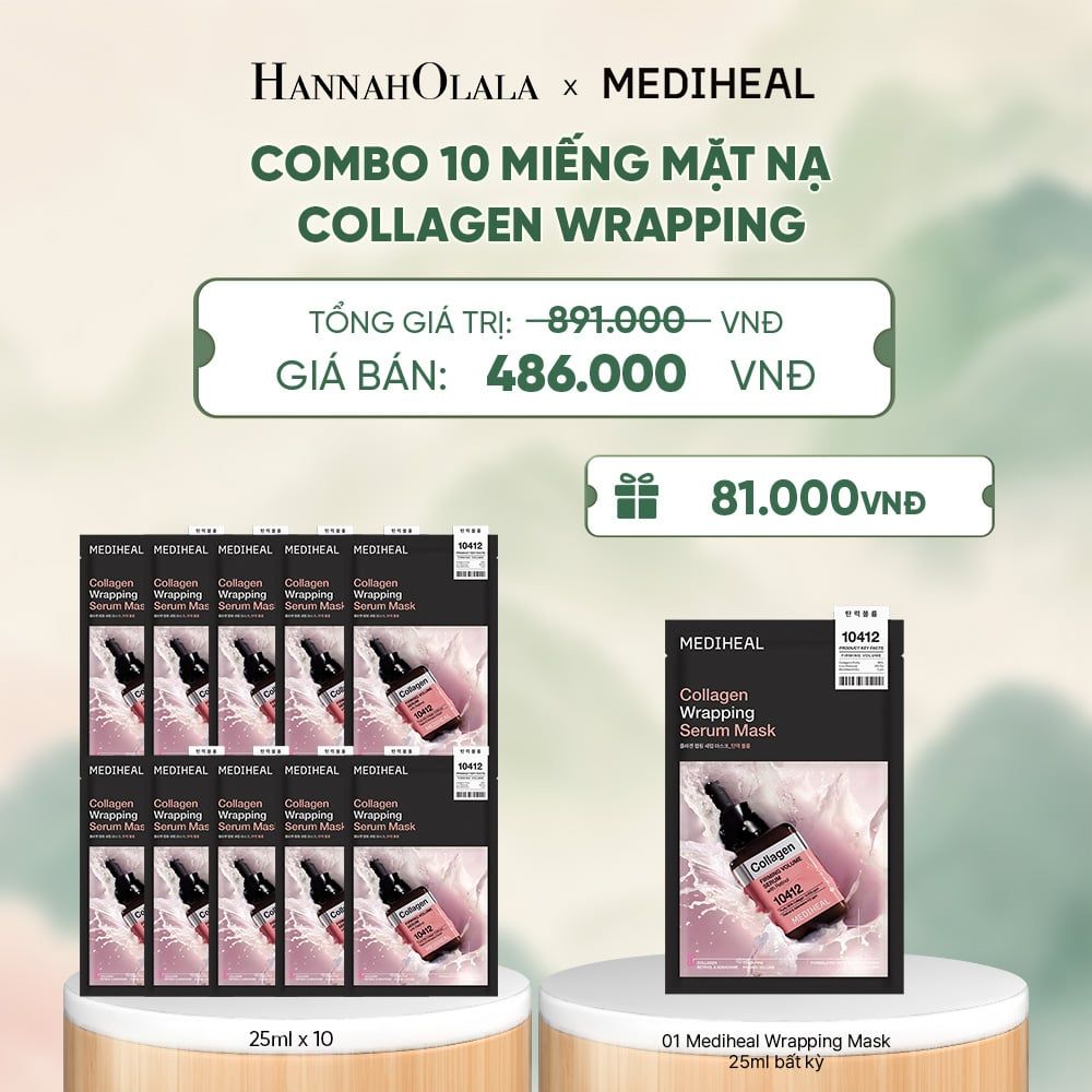  MEDIHEAL MẶT NẠ WRAPPING SERUM MASK 25ML (COMBO 10 MIẾNG) BẤT KỲ - A1478 