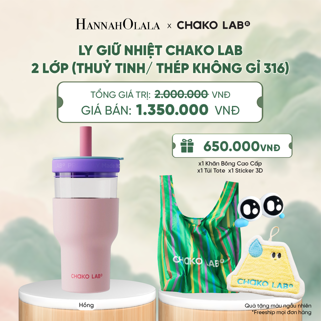  LY GIỮ NHIỆT CHAKO LAB 2 LỚP (THUỶ TINH/ THÉP KHÔNG GỈ 316) - A4018 