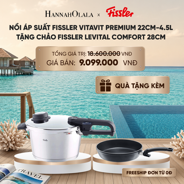  NỒI ÁP SUẤT FISSLER VITAVIT PREMIUM 22CM-4.5L TẶNG CHẢO FISSLER LEVITAL COMFORT 28CM_ D2084 
