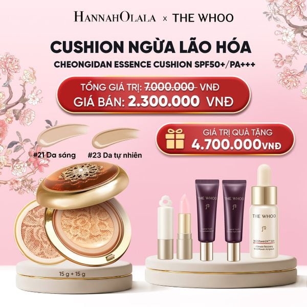  [TẶNG KÈM 1 LÕI] CUSHION NGỪA LÃO HÓA WHOO CHEONGIDAN ESSENCE CUSHION SPF50+/PA+++ 