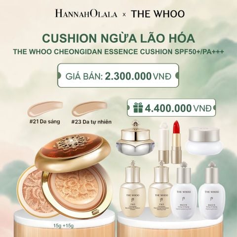  [TẶNG KÈM 1 LÕI] CUSHION NGỪA LÃO HÓA WHOO CHEONGIDAN ESSENCE CUSHION SPF50+/PA+++ 