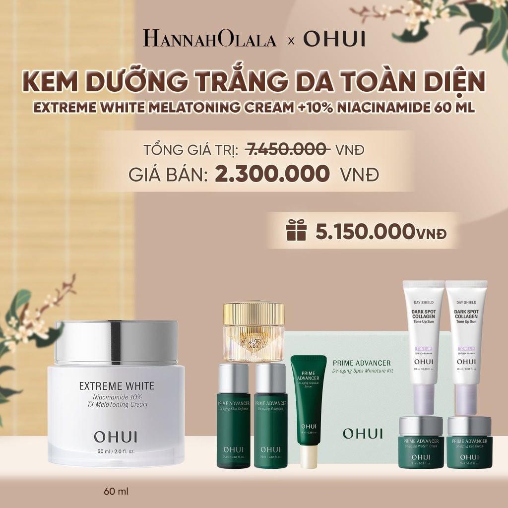  KEM DƯỠNG TRẮNG DA TOÀN DIỆN OHUI EXTREME WHITE MELATONING CREAM +10% NIACINAMIDE 60ML 