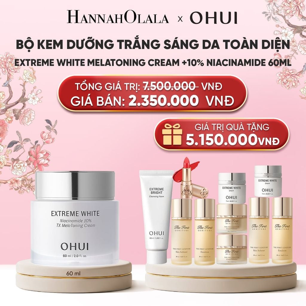  BỘ KEM DƯỠNG TRẮNG SÁNG DA TOÀN DIỆN OHUI EXTREME WHITE MELATONING CREAM +10% NIACINAMIDE 60ML 