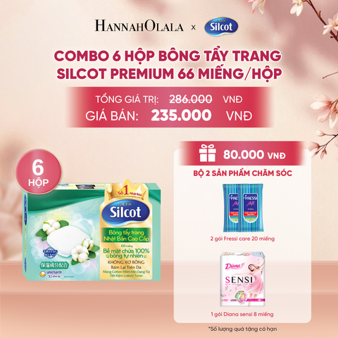  COMBO 6 HỘP BÔNG TRANG ĐIỂM (BÔNG TẨY TRANG) CAO CẤP SILCOT PREMIUM 66 MIẾNG/HỘP - DEAL 4 - A277 