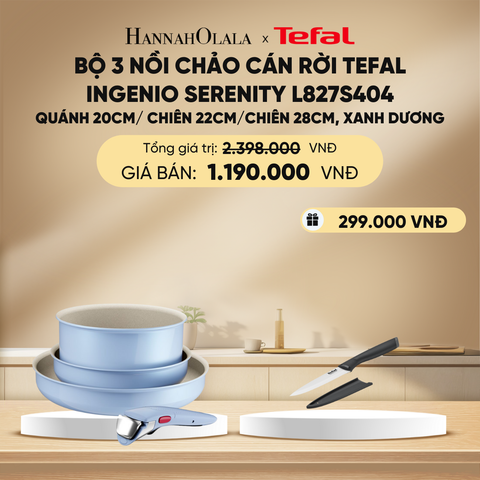  DEAL 11: BỘ 3 NỒI CHẢO CÁN RỜI TEFAL INGENIO SERENITY L827S404, QUÁNH 20CM/ CHIÊN 22CM/CHIÊN 28CM 