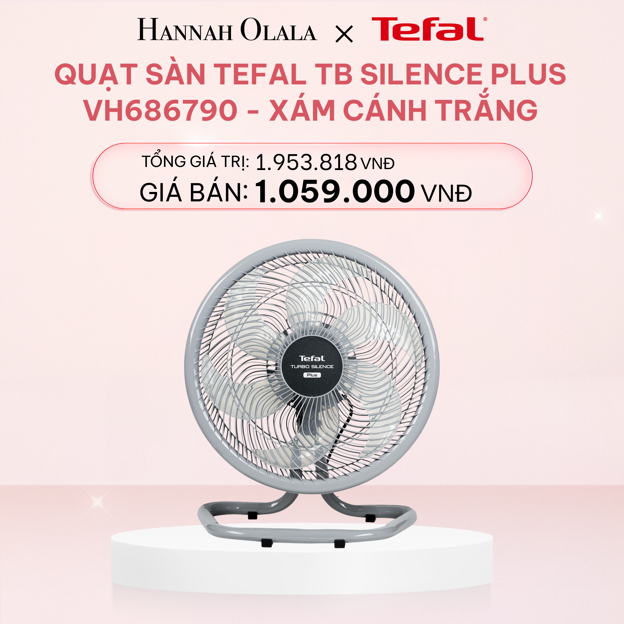  E89_DEAL 11.3: QUẠT SÀN TEFAL TB SILENCE PLUS VH686790 - XÁM CÁNH TRẮNG 