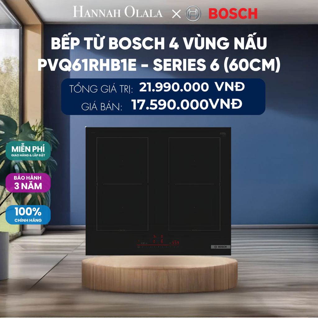  BẾP TỪ BOSCH 4 VÙNG NẤU PVQ61RHB1E - SERIES 6 (60CM) 