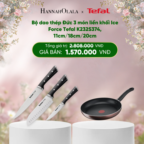  E286_DEAL 18: BỘ DAO THÉP ĐỨC 3 MÓN LIỀN KHỐI ICE FORCE TEFAL K232S374, 11CM/18CM/20CM 