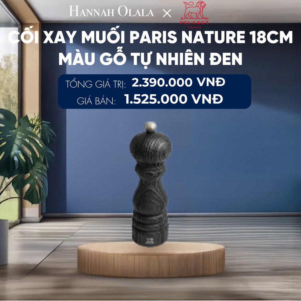  CỐI XAY MUỐI PARIS NATURE 18CM MÀU GỖ TỰ NHIÊN ĐEN 