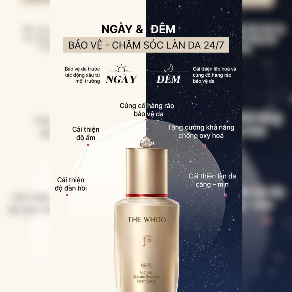  DEAL 1: TINH CHẤT TỰ SINH NGỪA LÃO HÓA THẾ HỆ THỨ 4 THE WHOO BICHUP ULTIMATE RECOVERY YOUTH SERUM 50ML 