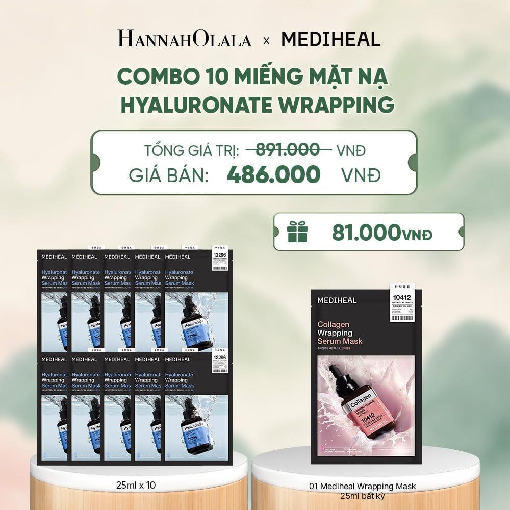 MEDIHEAL MẶT NẠ WRAPPING SERUM MASK 25ML (COMBO 10 MIẾNG) BẤT KỲ - A1478 