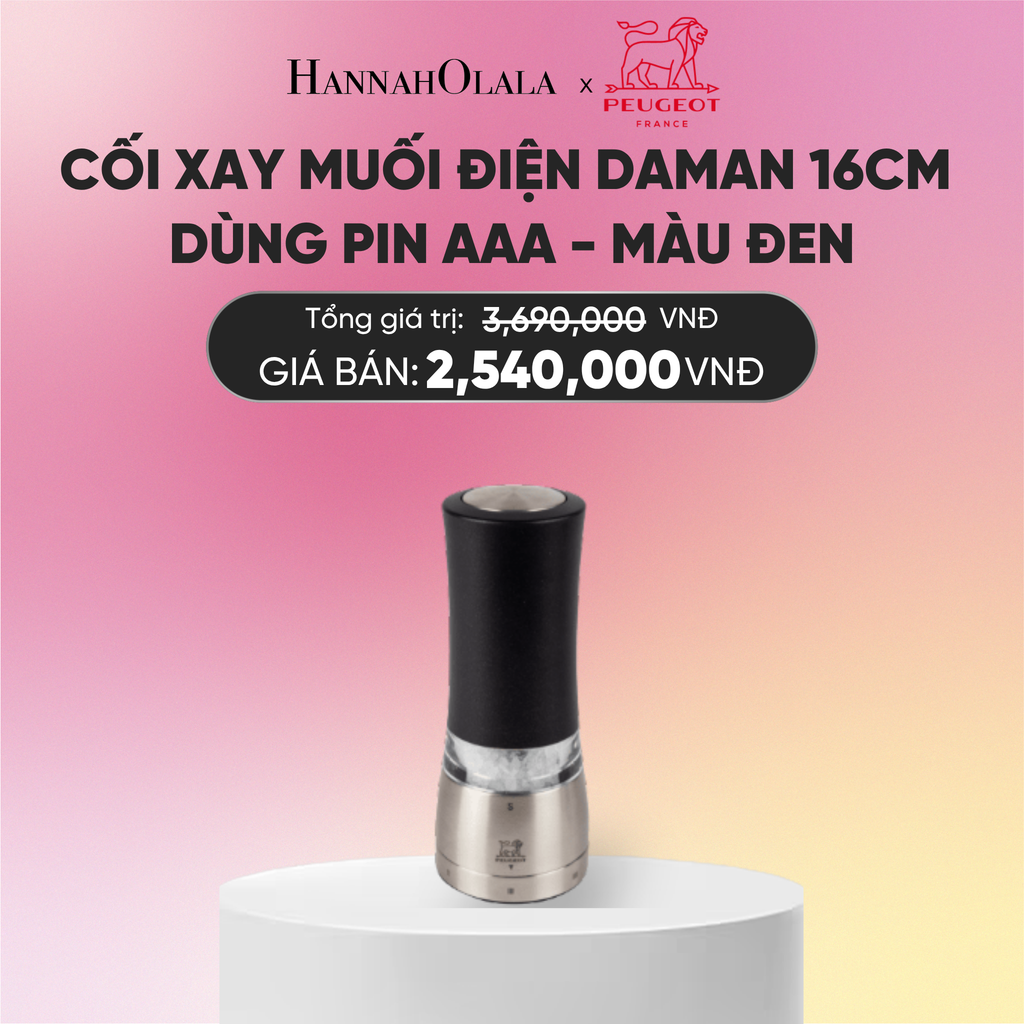  CỐI XAY MUỐI ĐIỆN DAMAN 16CM 
DÙNG PIN AAA - MÀU ĐEN 