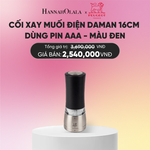  CỐI XAY MUỐI ĐIỆN DAMAN 16CM 
DÙNG PIN AAA - MÀU ĐEN 