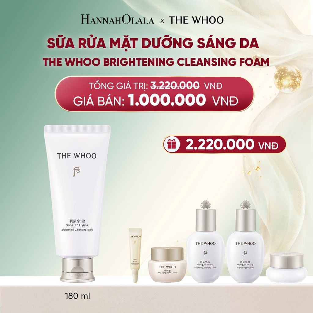  DEAL 23: SỮA RỬA MẶT DƯỠNG SÁNG DA THE WHOO GONGJINHYANG BRIGHTENING CLEANSING FOAM 180ML 