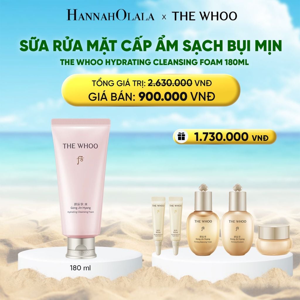  SỮA RỬA MẶT CẤP ẨM SẠCH BỤI MỊN THE WHOO GONGJINHYANG HYDRATING CLEANSING FOAM 180ML 
