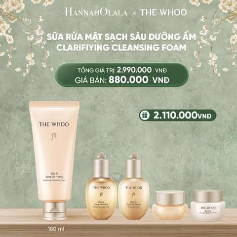  DEAL23: SỮA RỬA MẶT SẠCH SÂU DƯỠNG ẨM THE WHOO GONG JIN HYANG CLARIFIYING CLEANSING FOAM 180ML 