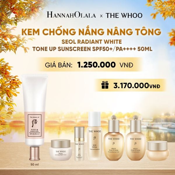  KEM CHỐNG NẮNG NÂNG TÔNG WHOO SEOL RADIANT WHITE TONE UP SUNSCREEN SPF50+/PA++++ 50ML - E2125 