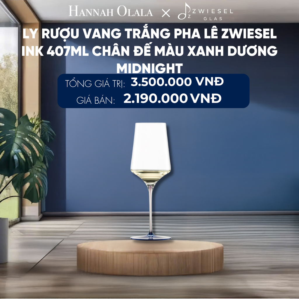  LY RƯỢU VANG PHA LÊ ZWIESEL INK CHÂN ĐẾ MÀU XANH DƯƠNG MIDNIGHT 