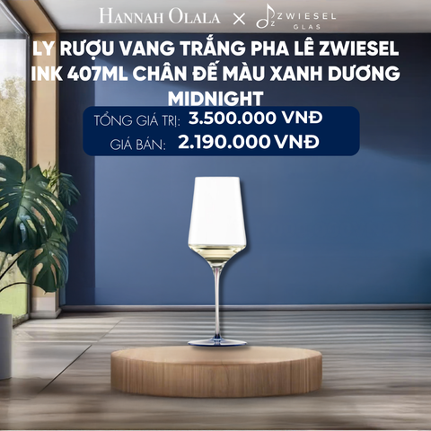  LY RƯỢU VANG PHA LÊ ZWIESEL INK CHÂN ĐẾ MÀU XANH DƯƠNG MIDNIGHT 