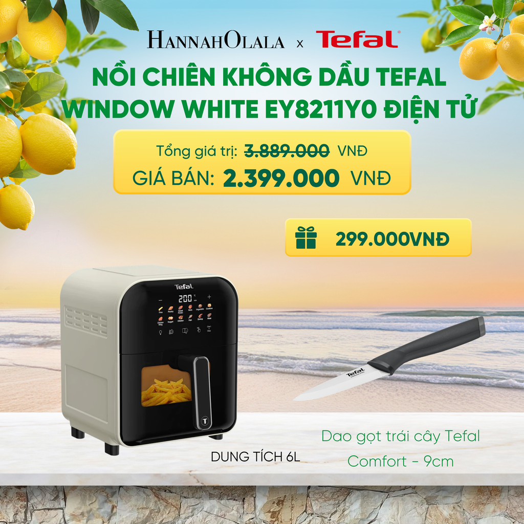  NỒI CHIÊN KHÔNG DẦU TEFAL WINDOW WHITE EY8211Y0 - 6L - ĐIỆN TỬ 