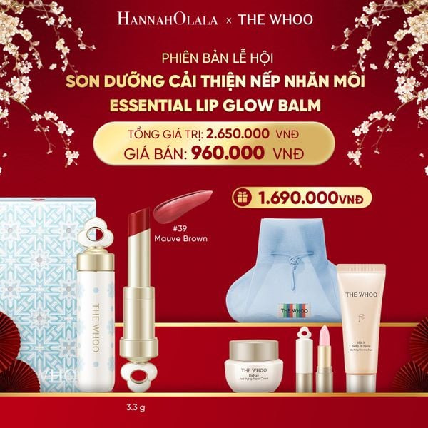  DEAL 24: PHIÊN BẢN LỄ HỘI - BỘ SON DƯỠNG CẢI THIỆN NẾP NHĂN MÔI THE WHOO ESSENTIAL LIP GLOW BALM - 39 MAUVE BROWN 