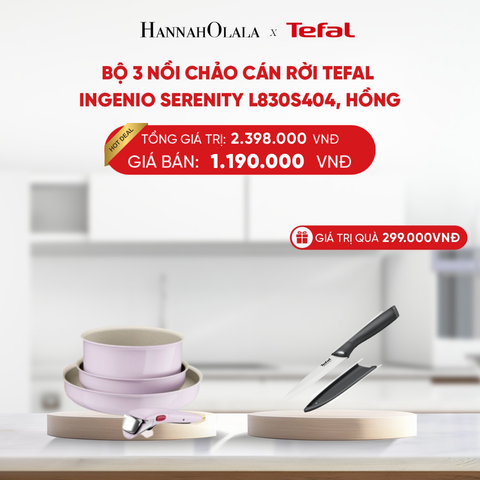  B208_FLASH DEAL 12: BỘ 3 NỒI CHẢO CÁN RỜI TEFAL INGENIO SERENITY L827S404, QUÁNH 20CM/ CHIÊN 22CM/CHIÊN 28CM 