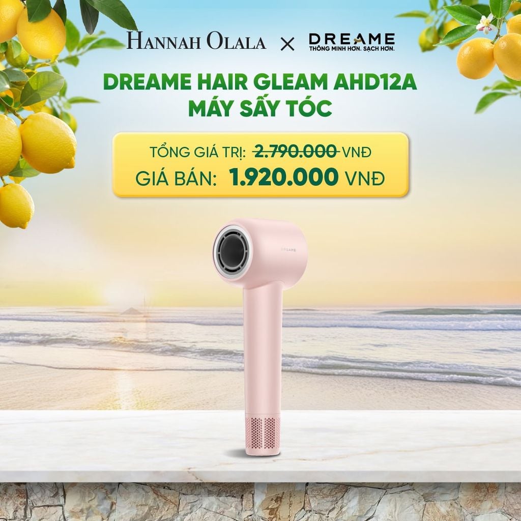  DREAME HAIR GLEAM AHD12A MÁY SẤY TÓC ION ÂM - 4 CHẾ ĐỘ SẤY NÓNG LẠNH - 200 TRIỆU ION ÂM - BH 24 THÁNG 