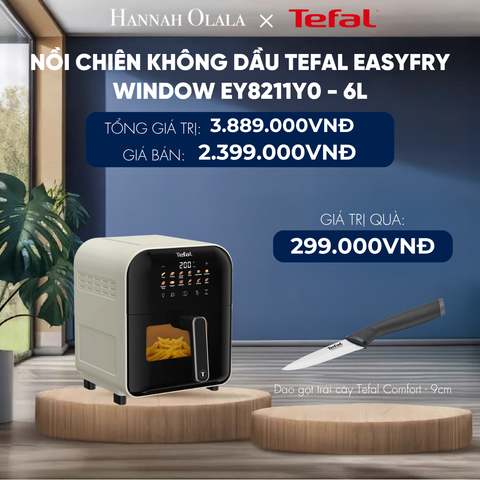  NỒI CHIÊN KHÔNG DẦU TEFAL WINDOW WHITE EY8211Y0 - 6L - ĐIỆN TỬ 