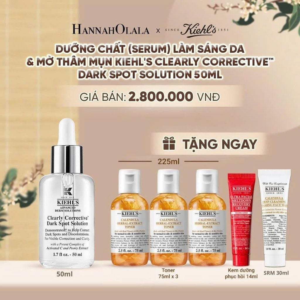  DƯỠNG CHẤT (SERUM) VITAMIN C GIÚP DA TRÔNG CĂNG BÓNG SAU 7 NGÀY KIEHL'S CLEARLY CORRECTIVE™ DARK SPOT SOLUTION 50ML - A299 