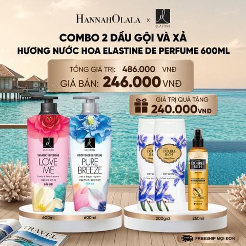  COMBO 02 DẦU GỘI & XẢ ELASTINE DE PERFUME HƯƠNG NƯỚC HOA 600ML _ DEAL 14_ D1283 