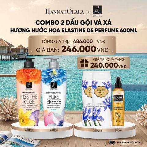  COMBO 02 DẦU GỘI & XẢ ELASTINE DE PERFUME HƯƠNG NƯỚC HOA 600ML _ DEAL 14_ D1283 