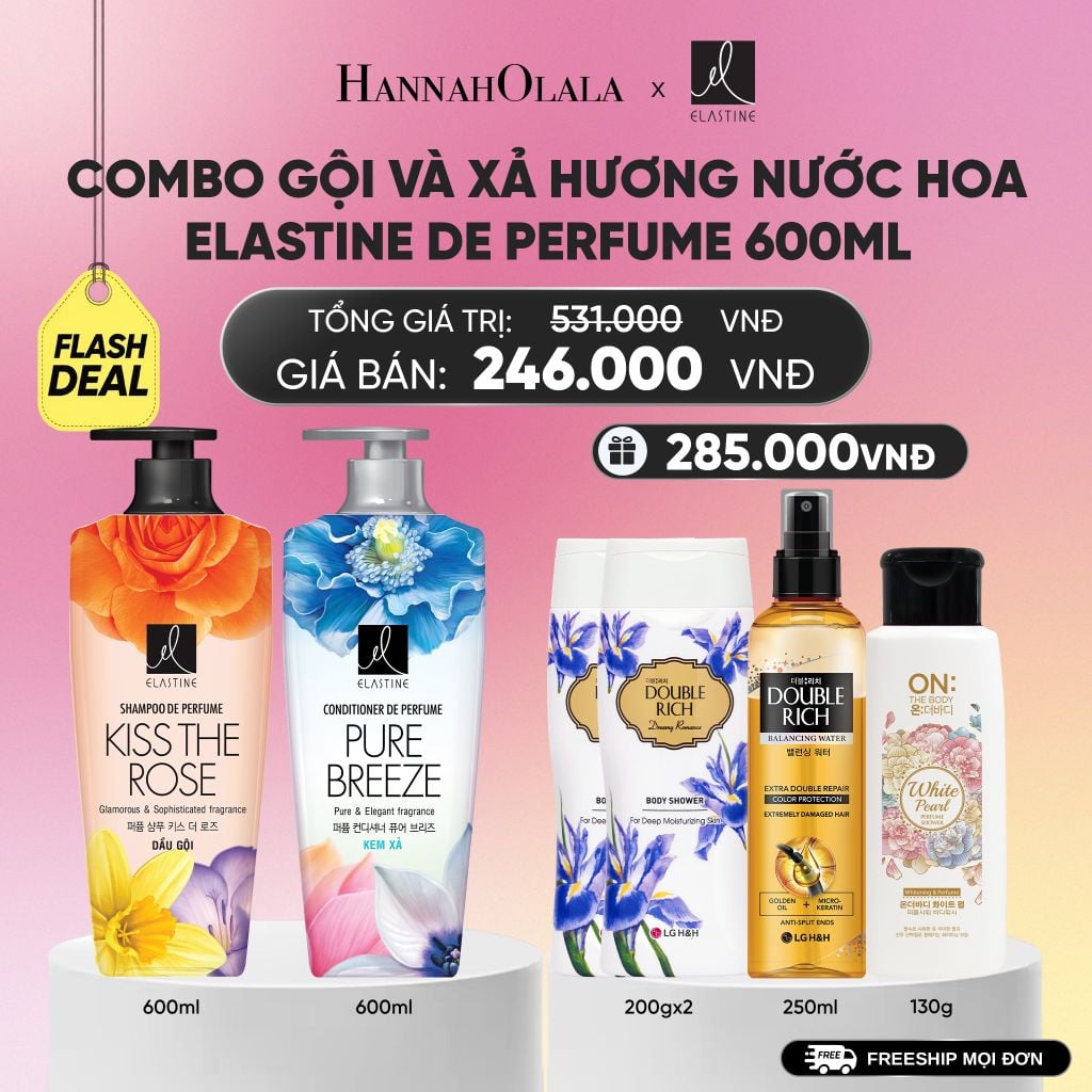  COMBO 02 DẦU GỘI & XẢ ELASTINE DE PERFUME HƯƠNG NƯỚC HOA 600ML_A1664 