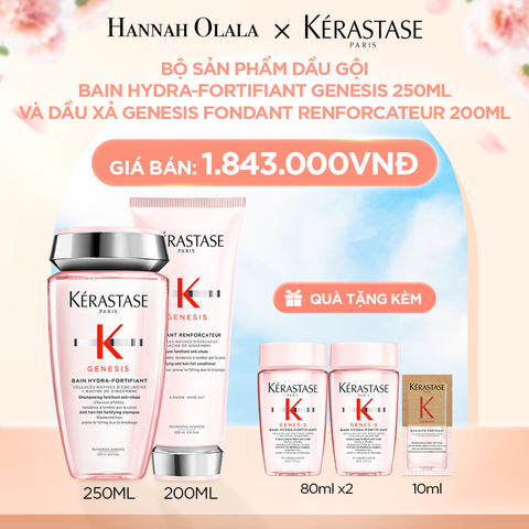  A383_DEAL 8BK: BỘ SẢN PHẨM DẦU GỘI BAIN HYDRA-FORTIFIANT GENESIS 250ML VÀ DẦU XẢ GENESIS FONDANT RENFORCATEUR 200ML 