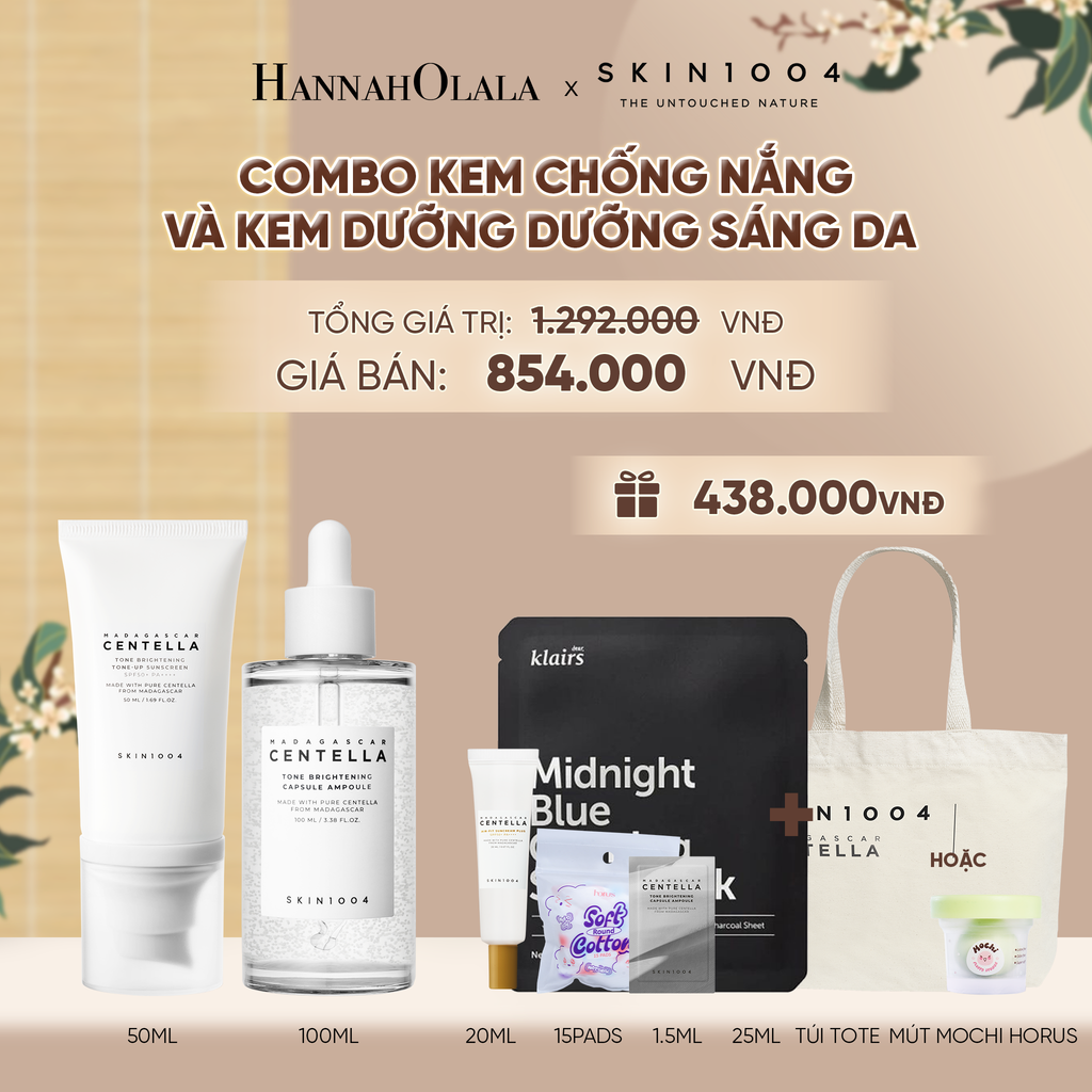  COMBO: SKIN1004 KEM CHỐNG NẮNG MADAGASCAR CENTELLA TONE BRIGHTENING TONE-UP SUNSCREEN SPF50+ PA++++ 50ML + SKIN1004 TINH CHẤT MADAGASCAR CENTELLA TONE BRIGHTENING CAPSULE AMPOULE 100ML - A1107 