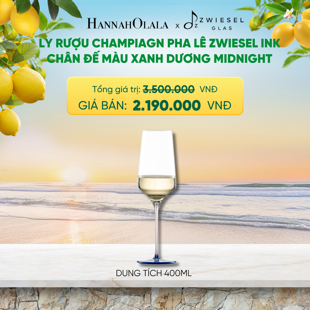  LY RƯỢU VANG PHA LÊ ZWIESEL INK CHÂN ĐẾ MÀU XANH DƯƠNG MIDNIGHT - A2175 