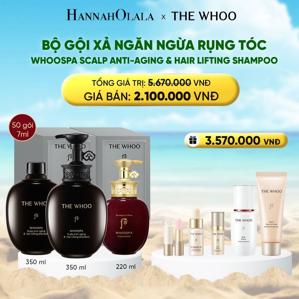  DEAL 24: BỘ DẦU GỘI NUÔI DƯỠNG, NGĂN RỤNG TÓC VÀ HỖ TRỢ LÀM PHỒNG CHÂN TÓC THE WHOO SPA SCALP AGING &LIFT SHAMPOO SET 