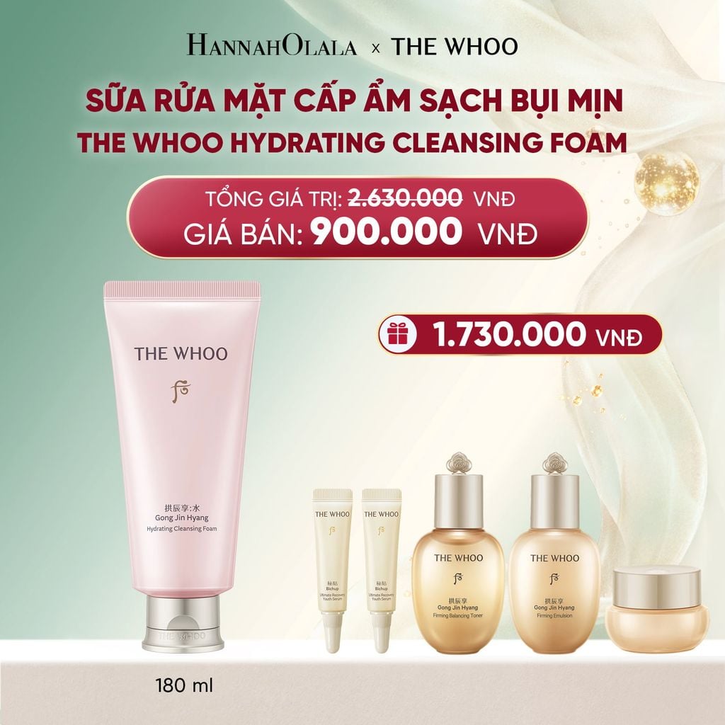  DEAL 24: MỚI - SỮA RỬA MẶT CẤP ẨM SẠCH BỤI MỊN THE WHOO GONGJINHYANG HYDRATING CLEANSING FOAM 180ML 