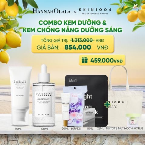  COMBO: SKIN1004 KEM CHỐNG NẮNG MADAGASCAR CENTELLA TONE BRIGHTENING TONE-UP SUNSCREEN SPF50+ PA++++ 50ML + SKIN1004 TINH CHẤT MADAGASCAR CENTELLA TONE BRIGHTENING CAPSULE AMPOULE 100ML - A368 