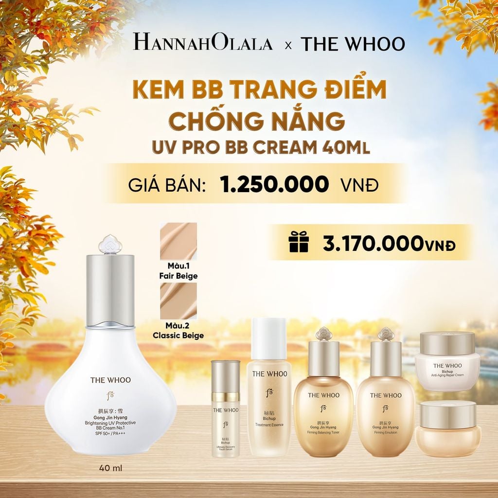  KEM BB TRANG ĐIỂM CHỐNG NẮNG WHOO GONGJINHYANG BRIGHT UV PRO BB CREAM 40ML - E2126 