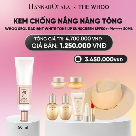  KEM CHỐNG NẮNG NÂNG TÔNG WHOO SEOL RADIANT WHITE TONE UP SUNSCREEN SPF50+/PA++++ 50ML_A163 