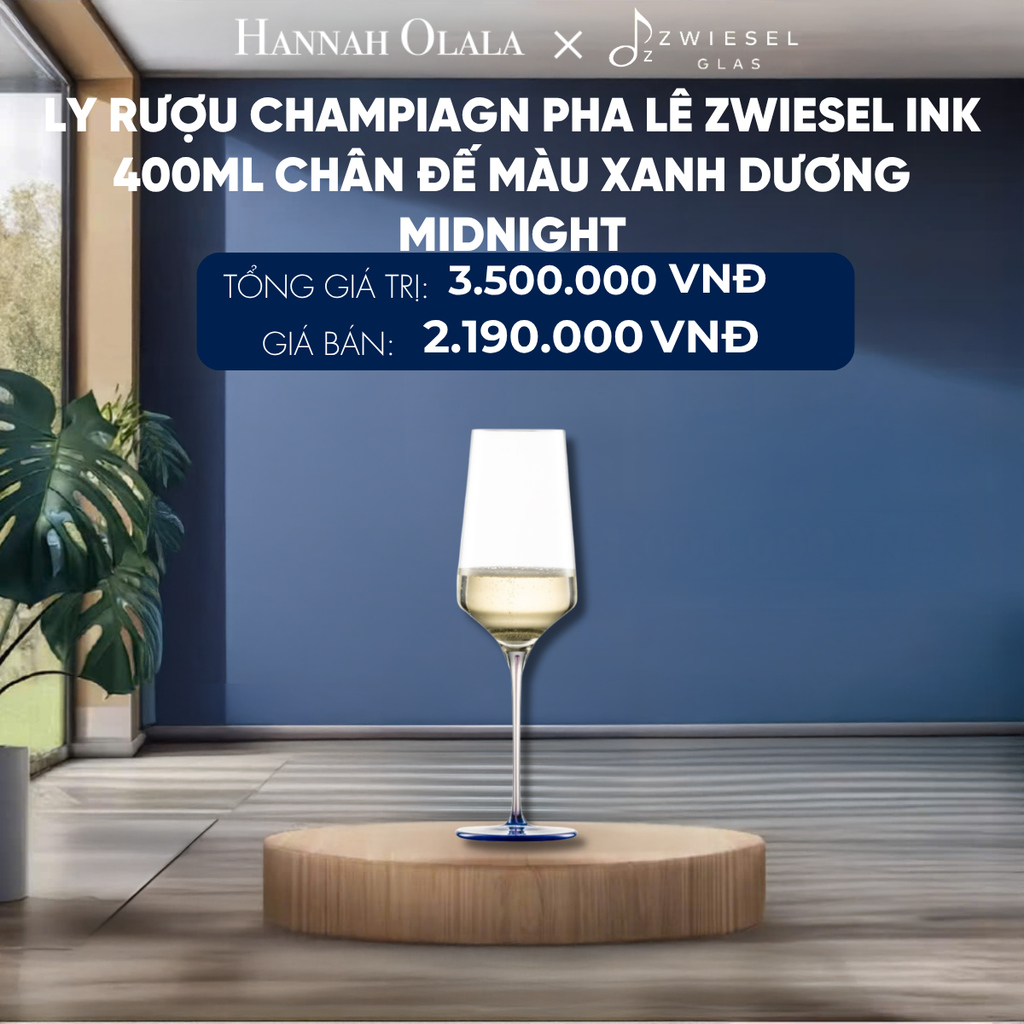  LY RƯỢU VANG PHA LÊ ZWIESEL INK CHÂN ĐẾ MÀU XANH DƯƠNG MIDNIGHT 