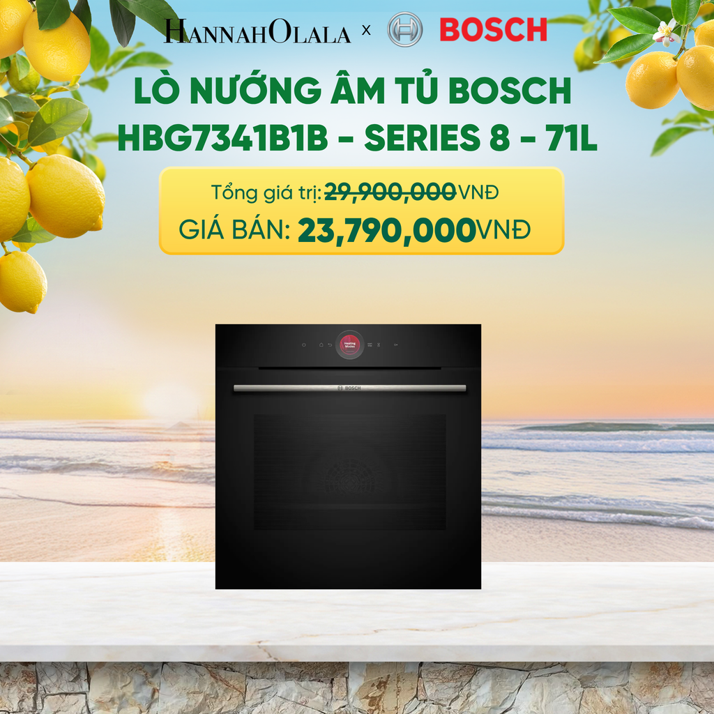 LÒ NƯỚNG ÂM TỦ BOSCH HBG7341B1B - SERIES 8 - 71L - A2379 