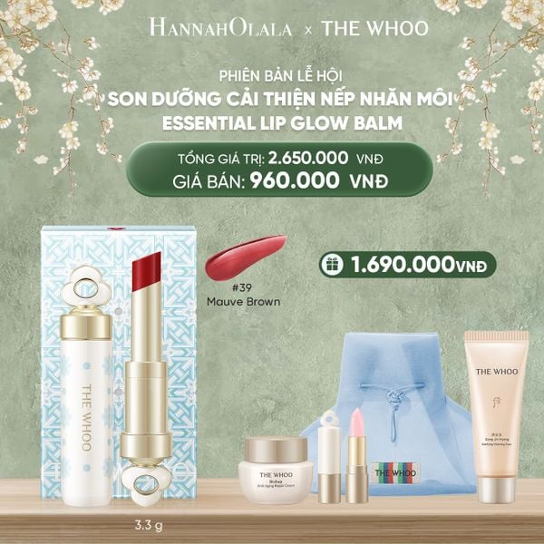  DEAL24: PHIÊN BẢN LỄ HỘI - BỘ SON DƯỠNG CẢI THIỆN NẾP NHĂN MÔI THE WHOO ESSENTIAL LIP GLOW BALM - 39 MAUVE BROWN 