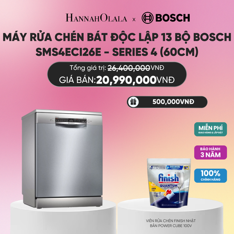  MÁY RỬA CHÉN BÁT ĐỘC LẬP 13 BỘ BOSCH SMS4ECI26E - SERIES 4 (60CM)_A2044 