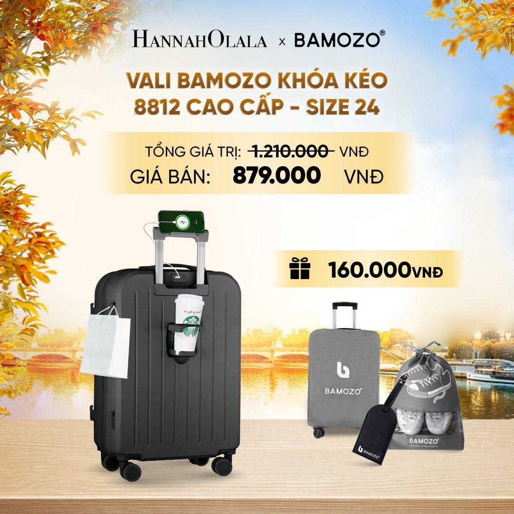  DEAL 13: VALI BAMOZO 8812 CAO CẤP (TẶNG BỌC VALI+ TÚI ĐỰNG GIÀY+TAG THẺ TÊN DA) - E1968 