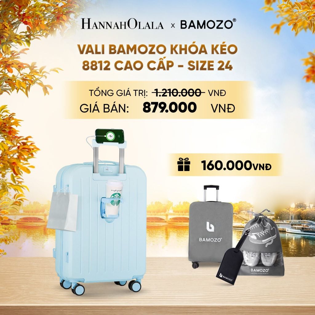  DEAL 13: VALI BAMOZO 8812 CAO CẤP (TẶNG BỌC VALI+ TÚI ĐỰNG GIÀY+TAG THẺ TÊN DA) - E1968 