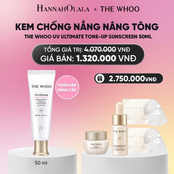 PHIÊN BẢN NÂNG CẤP - BỘ KEM CHỐNG NẮNG NÂNG TÔNG THE WHOO UV ULTIMATE BRIGHTENING TONE-UP SUNSCREEN 50ML - DEAL BK_ A168 BK 
